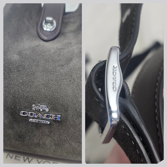 Coach Hadley Convertible Crossbody Shoulder Bag Suede Leather Brown Dust Bag - Picture 8 of 13